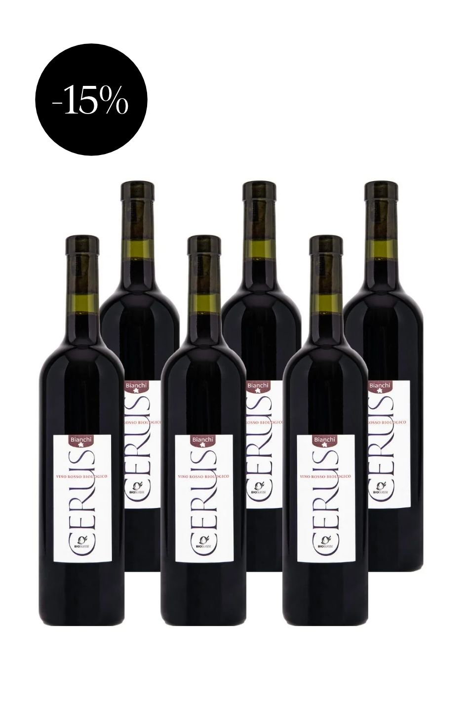 Promozione del mese: cartone di Cerus, vino rosso biologico barricato con IGT Svizzera Italiana, 2022